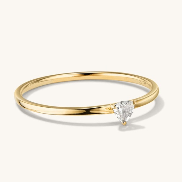 Mejuri Jewelry - Mejuri 14k Solid Yellow Gold Stacker Ring w/ White Topaz Gem Stone size 6 EUC